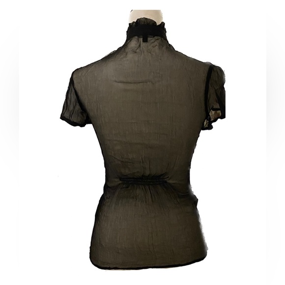 Black Sheer Blouse with Sequins Embellishments - Size S - Picture 2 of 9